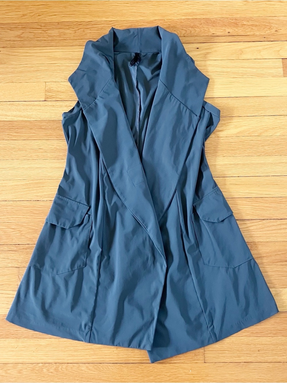 Porto Grey Asymmetrical Minimalist Quiet Luxury Sleeveless Vest Jacket Small